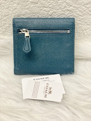 NWT COACH Small Snap Wallet in Glitter Crossgrain Leather in Dark