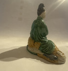 Vintage Chinese Green Sancai Glazed Pottery 3 1/4" Guanyin Sculpture Figure — photo 8