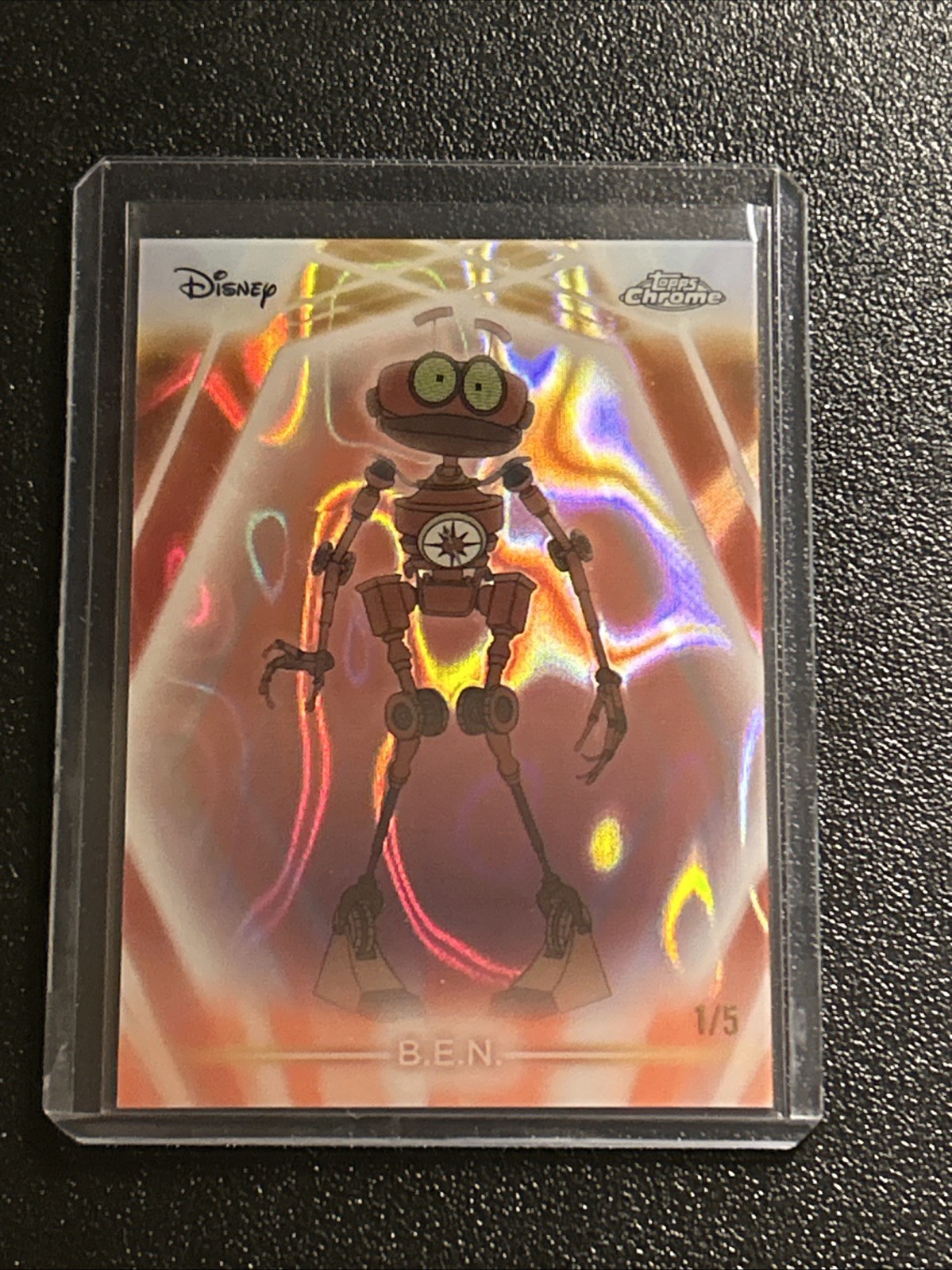 2026 Topps Disney Neon Chrome Etch B.E.N. BEN Red Lava Parallel 1/5 /5 CNE-150