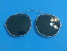 Vintage 1940-60s  Clip-On Sunglasses w/ Green Glass 