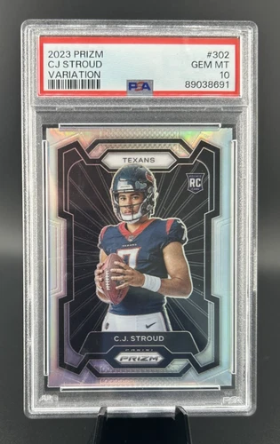 2023 Panini Prizm #302 CJ STROUD Silver Rookie RC Variation PSA 10 GEM MINT