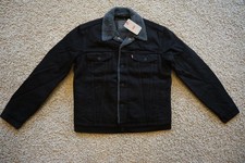 NWT MEN'S LEVI'S SHERPA TRUCKER JEAN JACKET COAT Size Small Snap Black 108