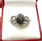 Sterling Silver .925 85 Black & White Diamond Cocktail Ring Size 7 5.2 Gr [R383] — photo 1
