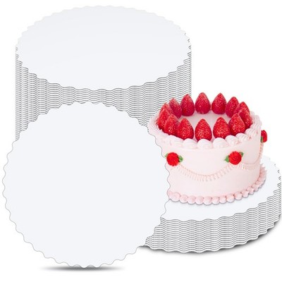 Cake Boards 12 inch Round, White Scalloped Edges Food Graded Greaseproof Cake...