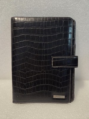 FRANKLIN COVEY Small Note Pad Folio Portfolio Black Faux Leather Crocodile Cover