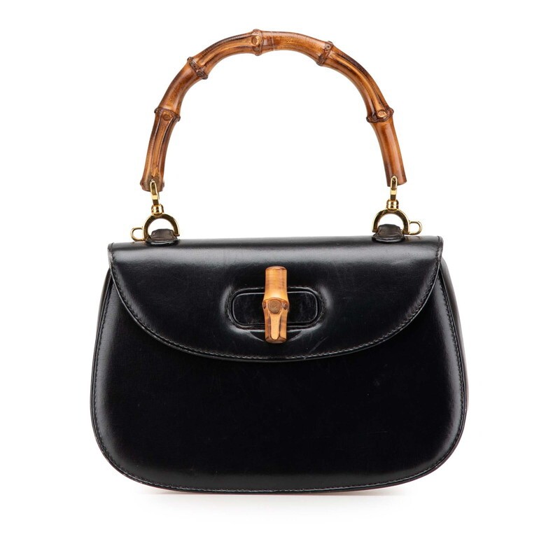 GUCCI Bamboo 000460188 Black Leather Handbag 989363