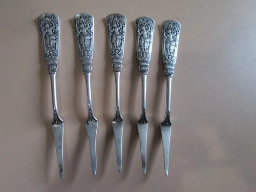 Five Antique  FONTAINEBLEAU 1882 - GORHAM - STERLING - NUT PICKS  - Excellent