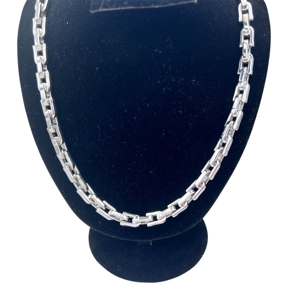 Chisel Necklace Unisex Silver Rectangular Link Ch… - image 3