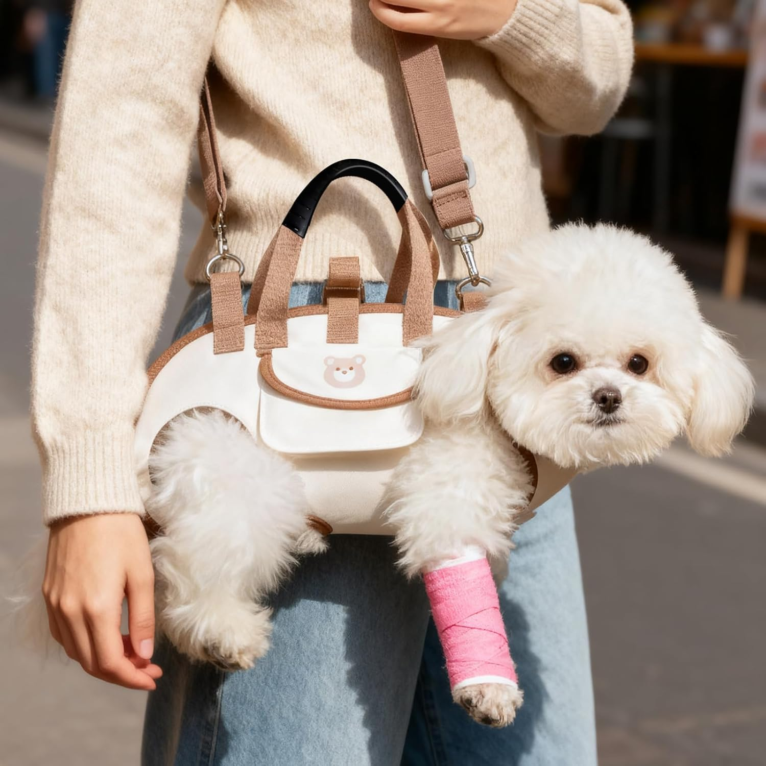 Puppy Sling Carrier Dog Lift Harness, Full Body Lift Harness for Small Dogs and