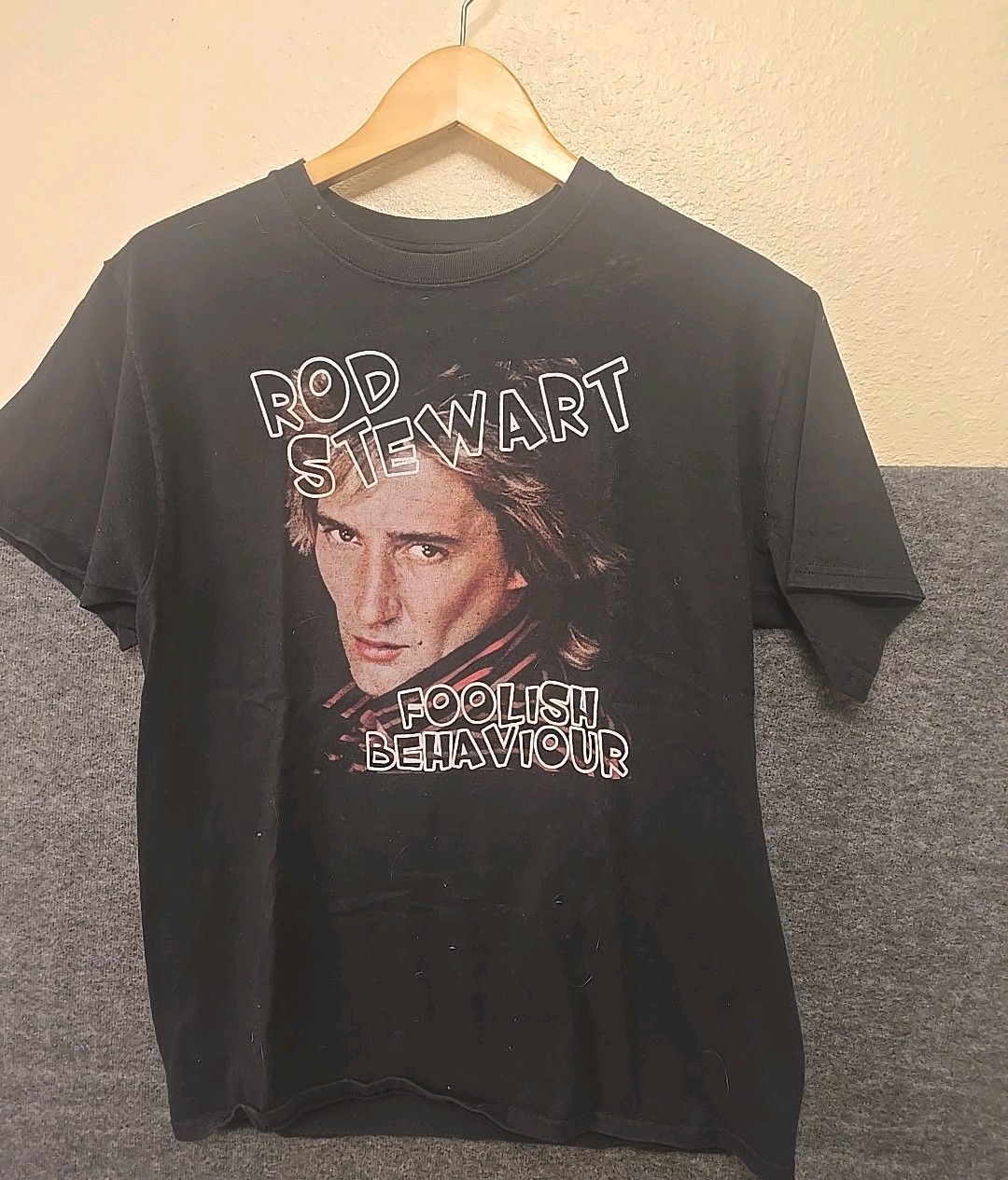 Rod Stewart Hanes Men's Short Sleeve T-Shirt Medium Foolish Behavior Black Tee