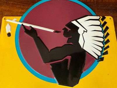 Vintage NATURAL AMERICAN SPIRIT Cigarettes Embossed Metal Tin Sign Indian  Chief