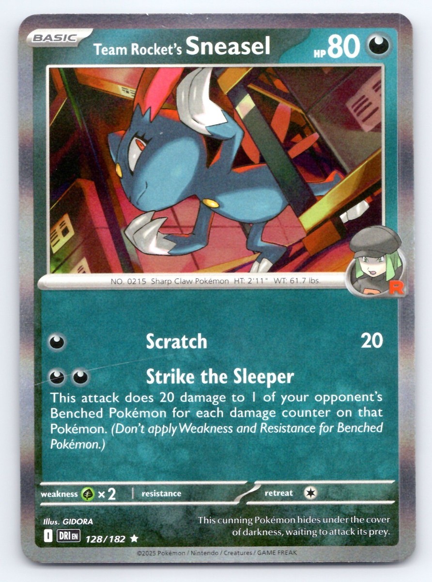Pokemon Team Rocket's Sneasel SV10: Destined Rivals DRI Holo 128