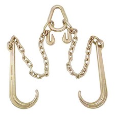 G70 J Hook Tow Chain V Bridle with 15" J Hooks, 5/16'' Grab Hooks, 2ft Legs,