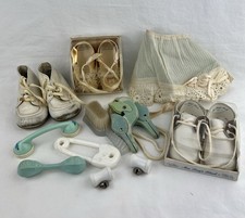 Mixed Lot VTG/ Antique Baby / Toddler Shoes Mrs. Day  s Posner Rattles Bonnet