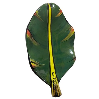 Ben Diller Maui 11'' OOAK Signed Glass Banana Leaf Tray Dish Perfect!