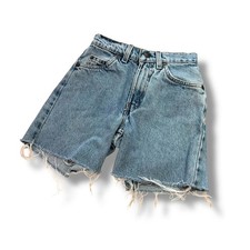 Vintage Youth Medium Wash Orange Tab Levi  s Cutoff Shorts