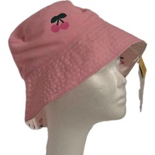 Girls' Cherries Reversible Bucket Hat - Cat  Jack  Pink: UPF 50 , Woven Hat