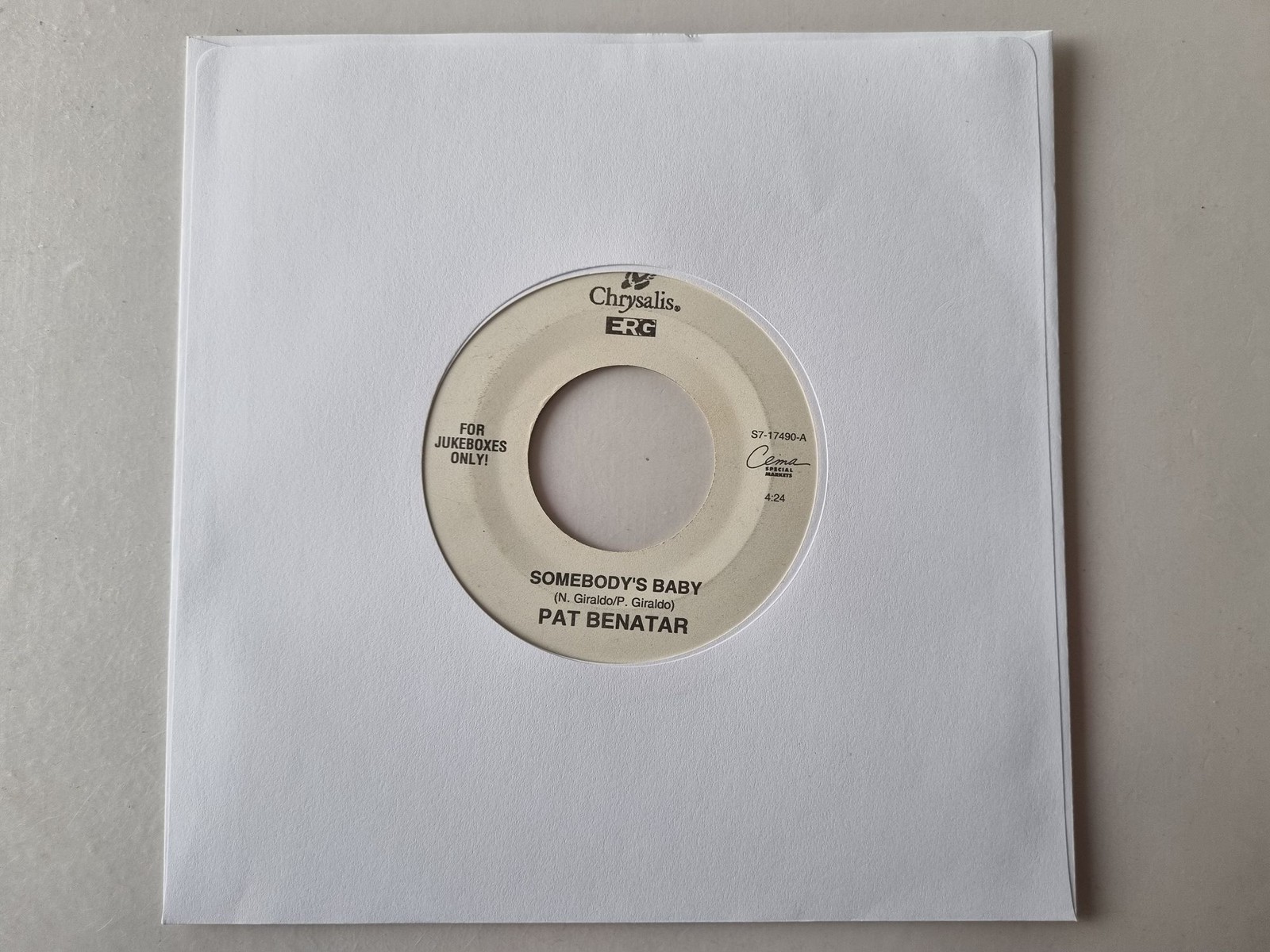 Pat Benatar - Somebody's Baby 7'' Vinyl US JUKEBOX PROMO