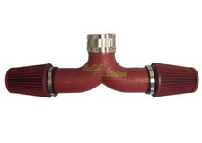 All Red Coated Dual Head Air Intake Kitfilter For 2007-2010 Dodge Nitro 3.7l V6