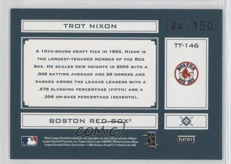 2004 Playoff Absolute Memorabilia Tools of the Trade Green /150 Trot Nixon - Image 2 of 2