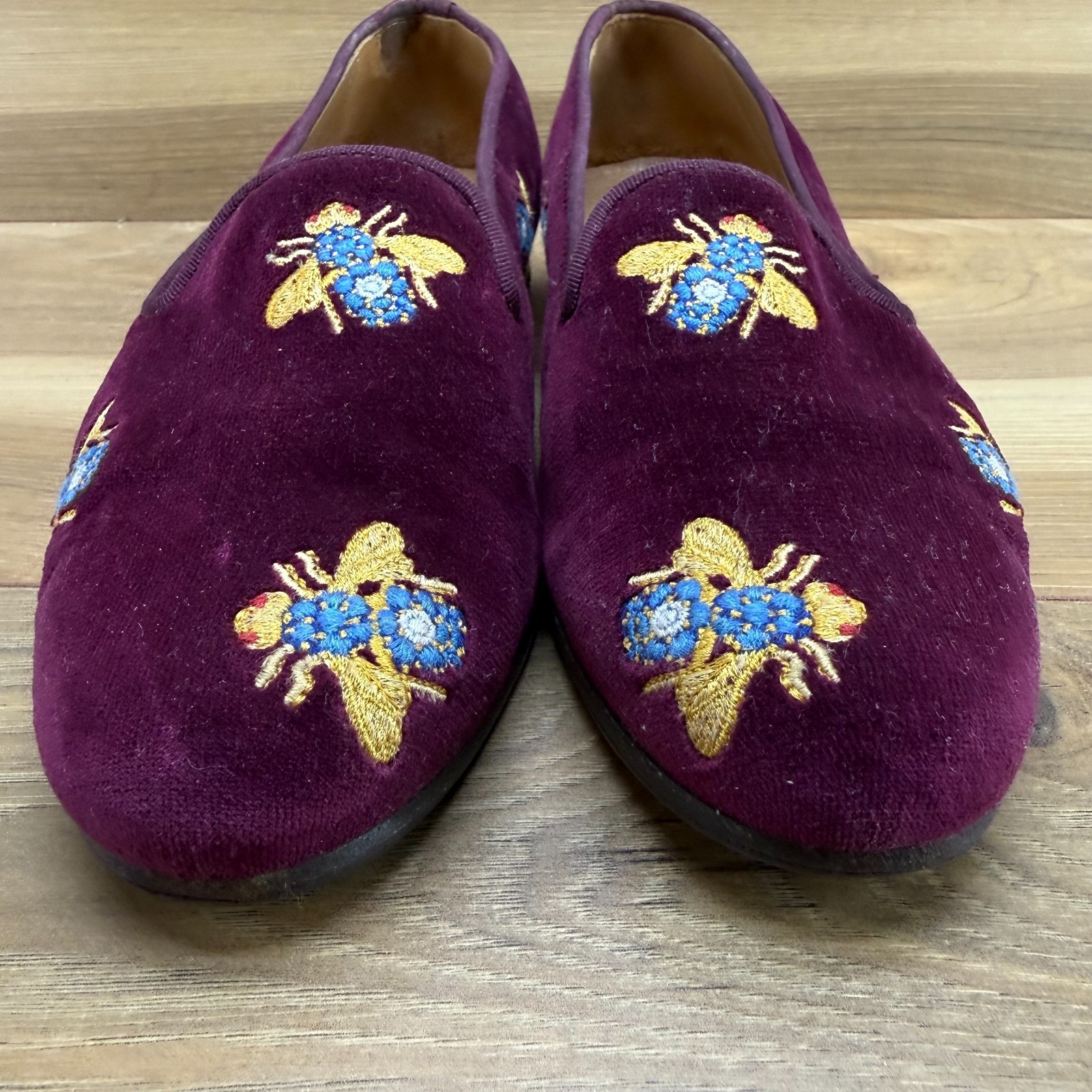 Stubbs & Wootton Bee Loafers Womens 6 Purple Velvet Flats