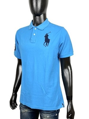 Polo Ralph Lauren Herren L Blau Custom Fit Big Pony N.3 Poloshirt Baumwolle