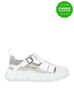 RRP€537 MICH SIMON Leather Sandals US12 UK11 EU45 White Made in Italy