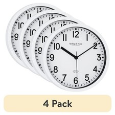 4 pack Mainstays Basic Indoor 8.78" White Analog Round Modern Wall Clock