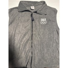 United States Olympic Committee Fleece Vest Grey 2XL Vintage USA Made Full Zip