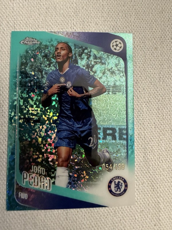 Topps Chrome UEFA João Pedro  Aqua Wave Refractor #54/199 Chelsea