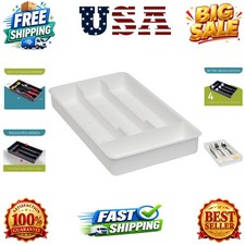 Small Utensil Silverware Kitchen Drawer Organizer, White