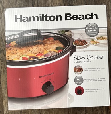 Hamilton Beach 33666 6 Quart Slow Cooker - Stainless Steel Cherry Red , New