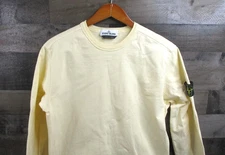 Stone Island Shirt Mens Small Light Yellow Long Sleeve Crewneck Compass Patch