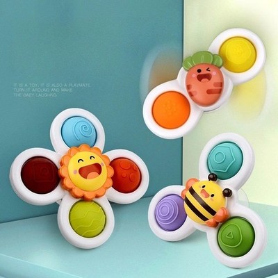 Suction Cup Spinner Toys 3pcs Spinning Top Baby Toys For 1 2 Year Old Boys Gifts
