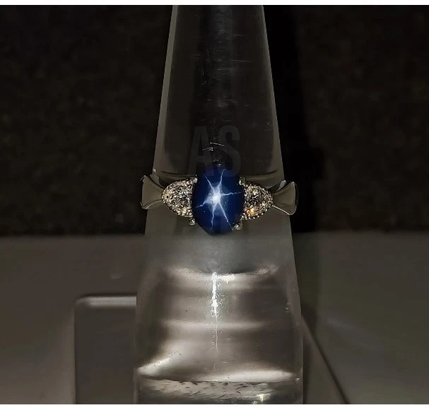 Vintage Lindy Star Sapphire Ring For Women's Christmas Ring, 925 Sterling Silver - Image 2 of 4