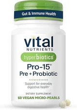 Hyperbiotics Vital Nutrients Pro-15 60 Vegan Time Release Pearls