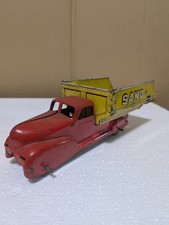 Tin Vintage 1950s Marx Toys Sand Gravel Red/Yellow Dump Truck Pressed Steel