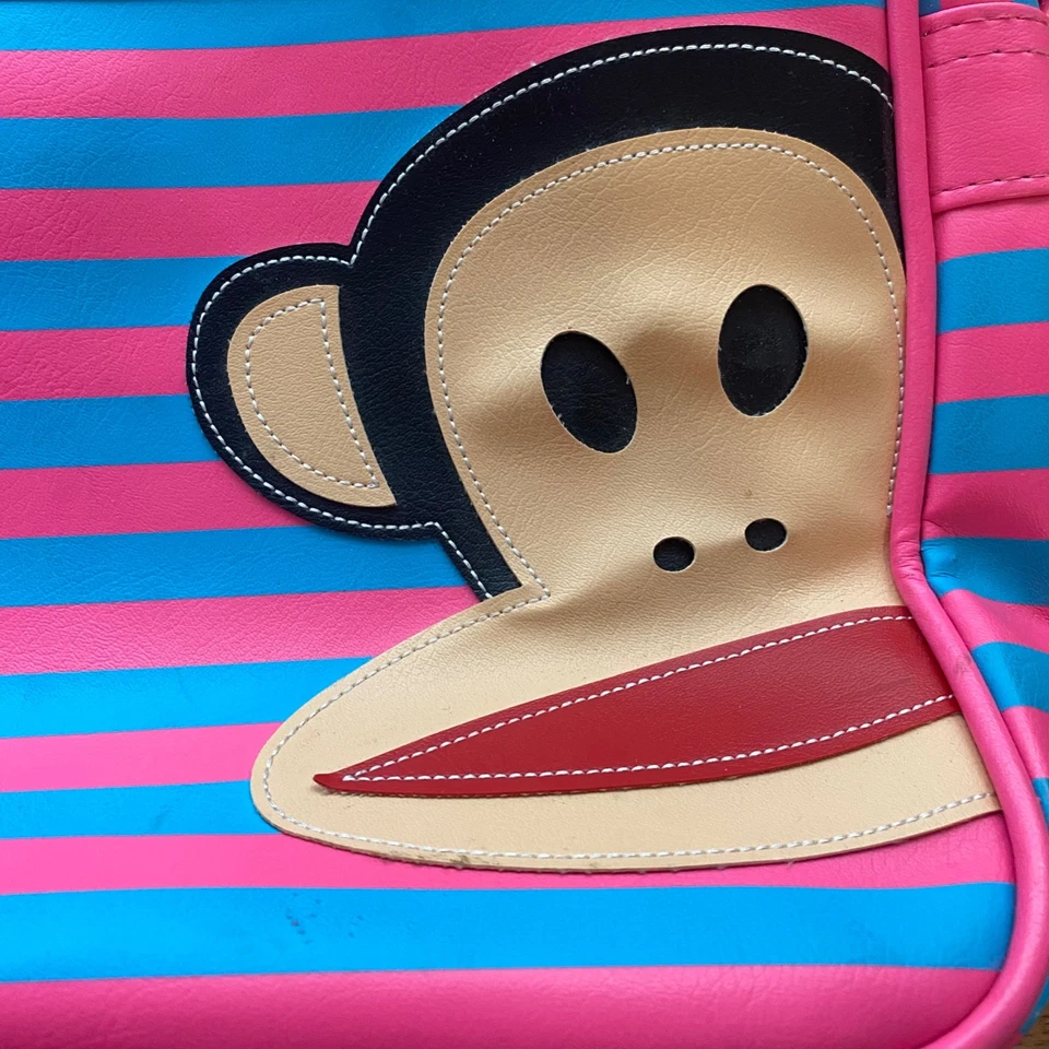 Bolso Mensajero Paul Frank Y2K Vintage Azul Rosa Rayas Foto 2 de 4