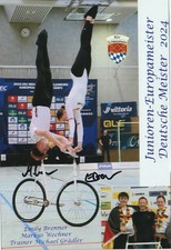 Orig. signierte Autogrammkarte EMILY BRENNER&MARKUS WECHNER Junioren-EM Gold