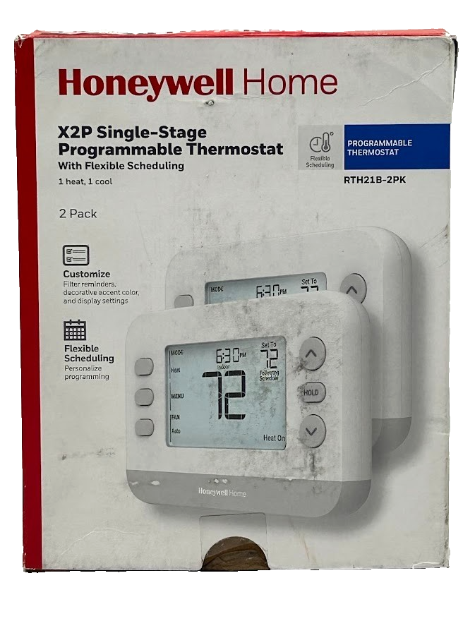 Honeywell Home X2P Thermostat Programmable Total Flex 1 Heat/1 Cool 2-Pack