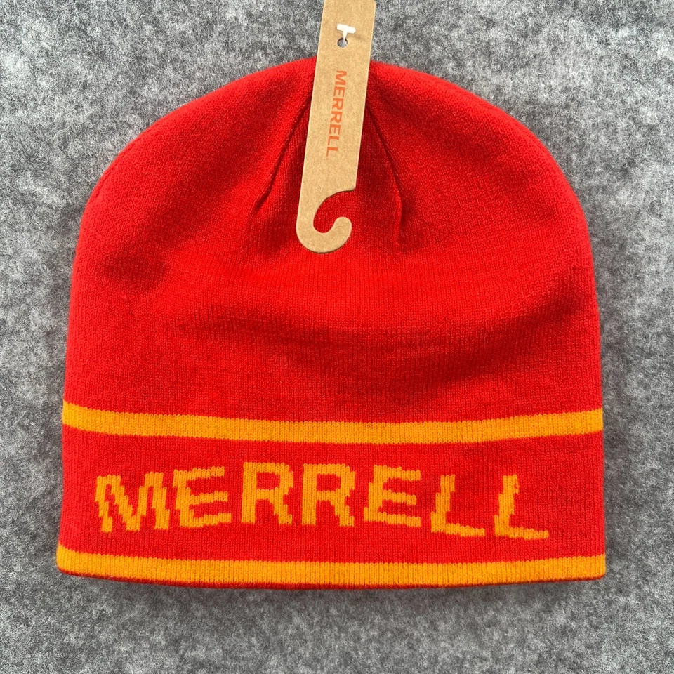 Gorro Merrell Reversible Rojo Gris Nuevo con Etiquetas Adulto Unisex Talla Única Skullie Calavera Gorra Foto 2 de 4