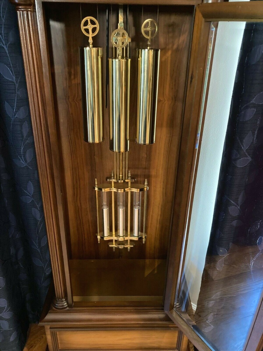 Kieninger Cherry Cased Grandfather Clock 1984 3 Weights Faux