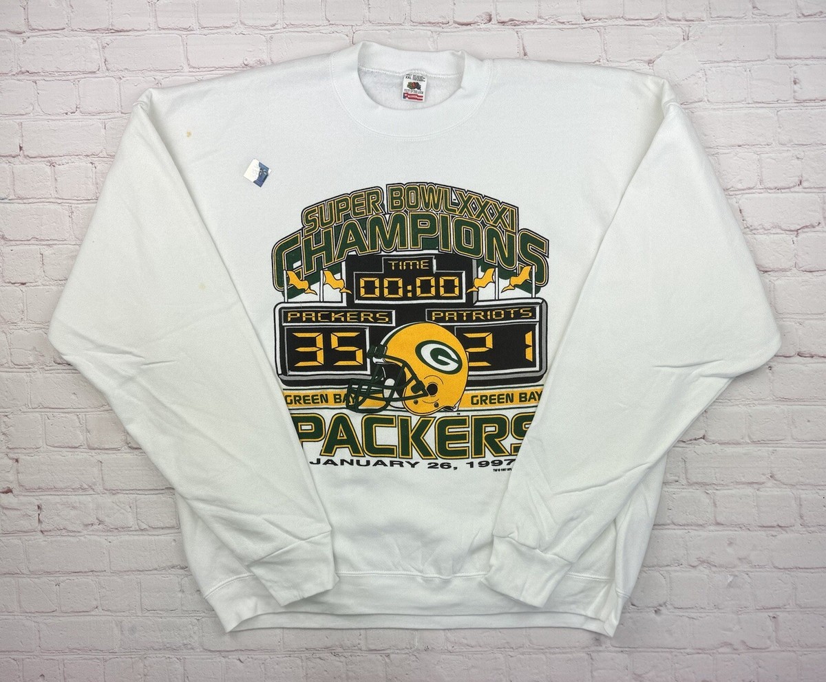 NWT Vintage 90s Green Bay Packers Super Bowl XXXI White Sweatshirt