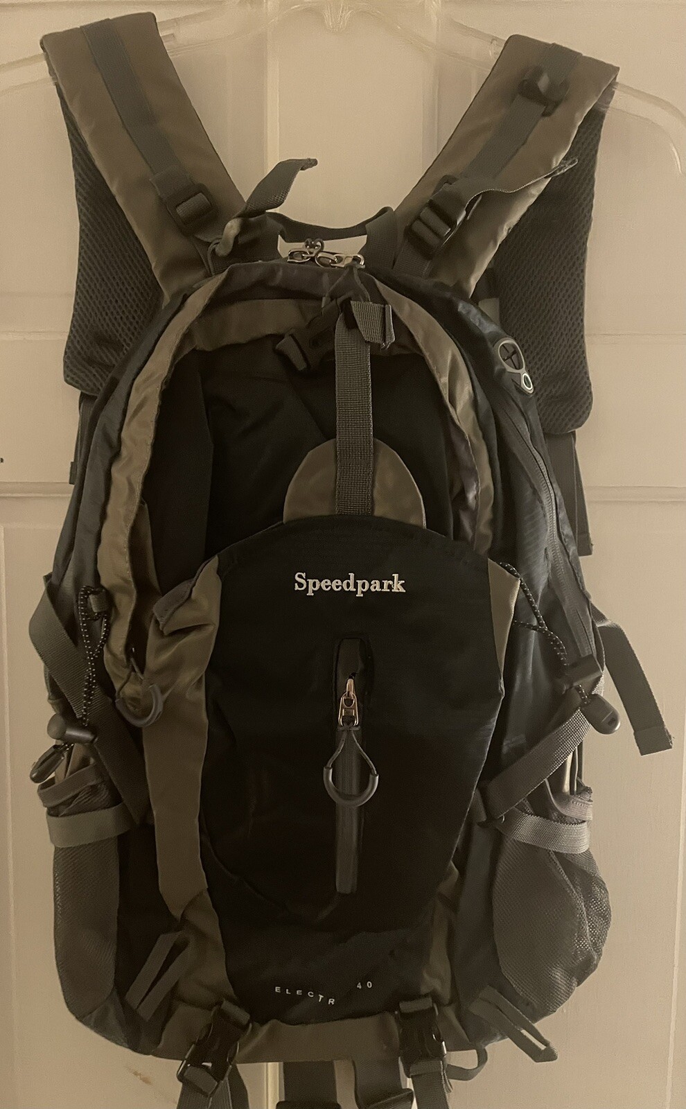 Hiking Backpack Speedpark Navy Blue Tan Hiking Outdoor Backpack Bag NEW-image