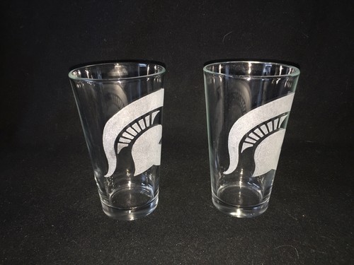 Michigan State handgeätzt (mit einem Dremel) Pint Gläser! - Bild 3 von 4