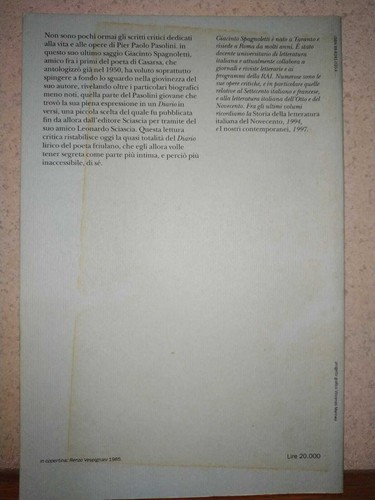 Spagnoletti, L'IMPURA GIOVINEZZA DI PASOLINI. dai Diari giovanili poeta Casarsa - Foto 3 di 7
