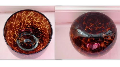 ALTE GLASKUGELVASE FLAMME BRAUN ART DECO - Bild 2 von 2