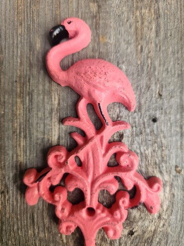 Distress Flamingo Cast Iron Wall Hook Home Decor Coastal Living - Picture 2 of 4