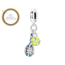 Tennis Racket and Ball Charm For Bracelet, Tennis Charm, Tennis Ball Charm