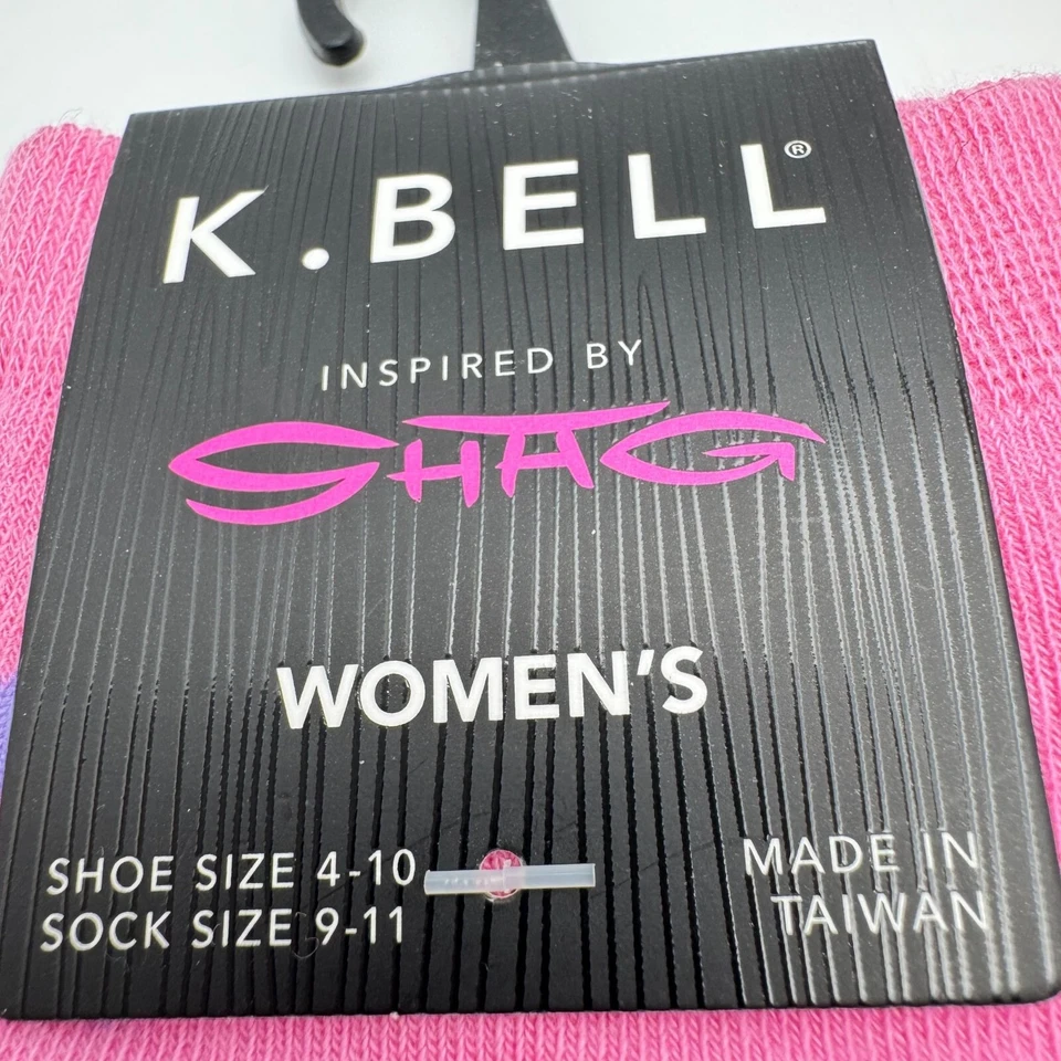 K. Bell 3 Pares Calcetines Artista Shag Tiki Hula Rosa Naranja Floral Gato Diseño Retro Foto 2 de 4